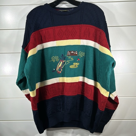 Blarney Castle Designs Ireland Men's Size Large Golf Wool Blend Crewneck Sweater - Picture 3 of 5